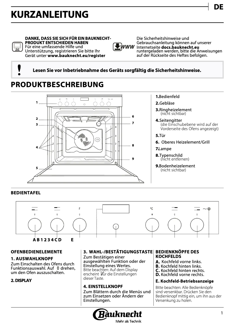 Page 1 de la notice Manuel utilisateur Bauknecht HIS3 EI8V2 IN