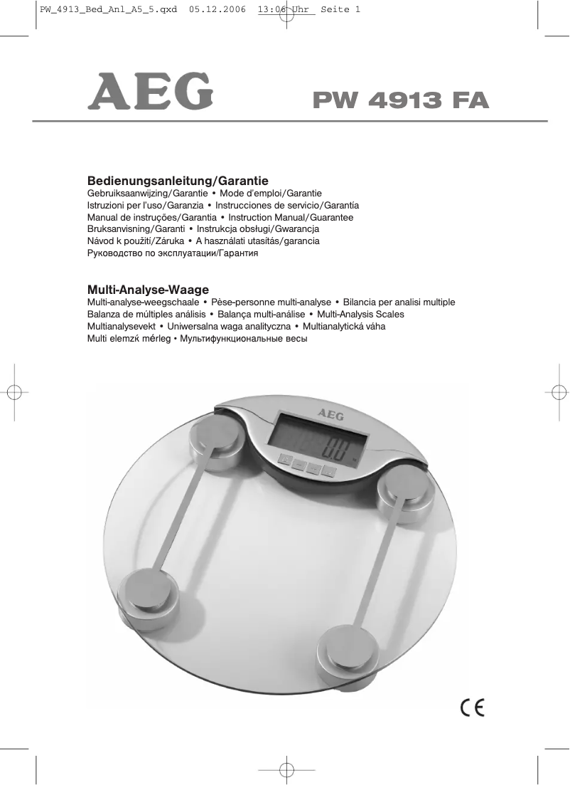 Page 1 de la notice Manuel utilisateur AEG PW 4913 FA