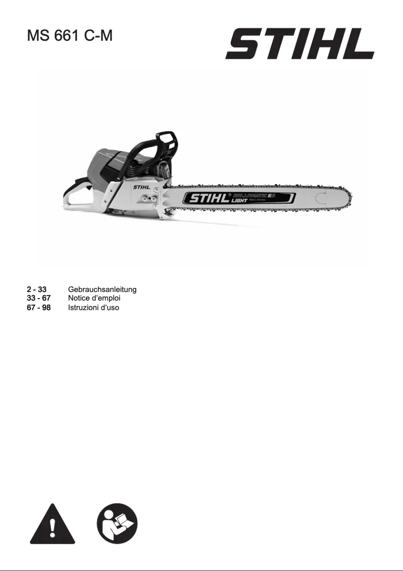 Page 1 de la notice Manuel utilisateur Stihl MS 661 C-M
