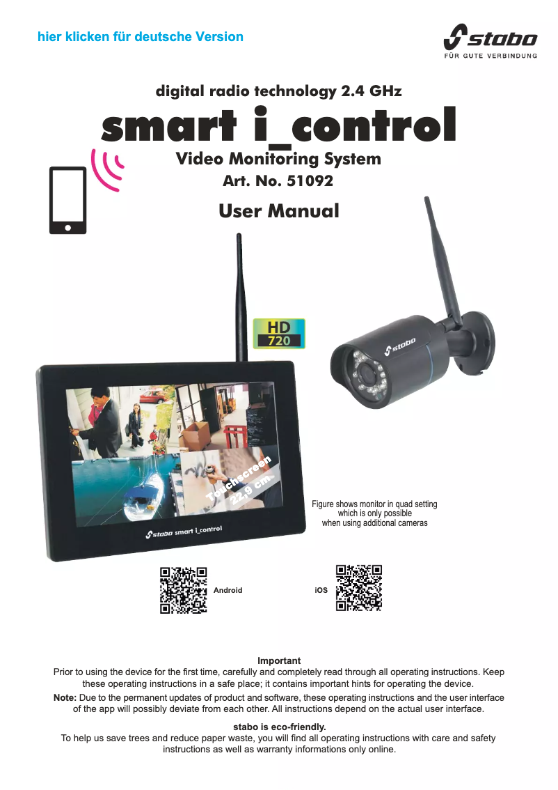 Page 1 de la notice Manuel utilisateur Stabo Smart i_control