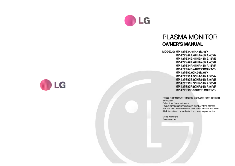Image de la première page du manuel de l'appareil MP-42PZ45M