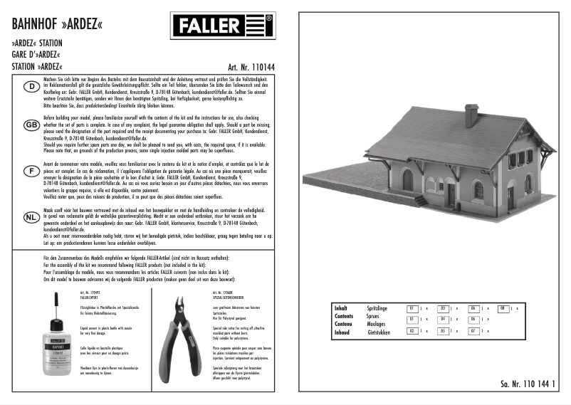 Page n°1 - Manuel utilisateur Faller 110144