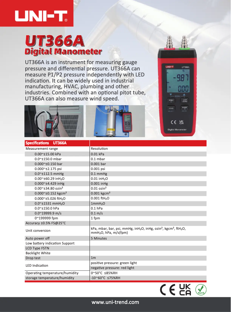 Image de la première page du manuel de l'appareil UT366A