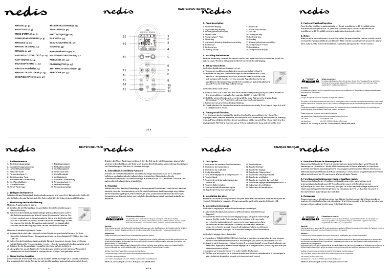 Page 1 of the manual User Manual Nedis ACRC1WT