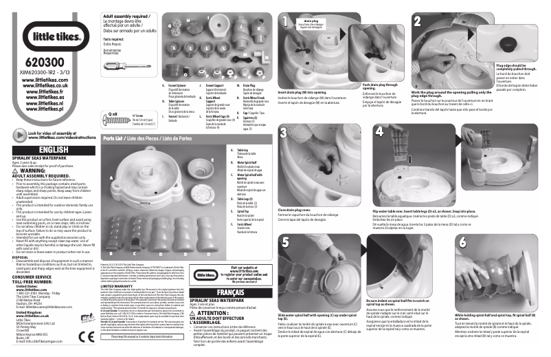 Page 1 de la notice Manuel utilisateur Little Tikes Spiralin 'Seas Waterpark