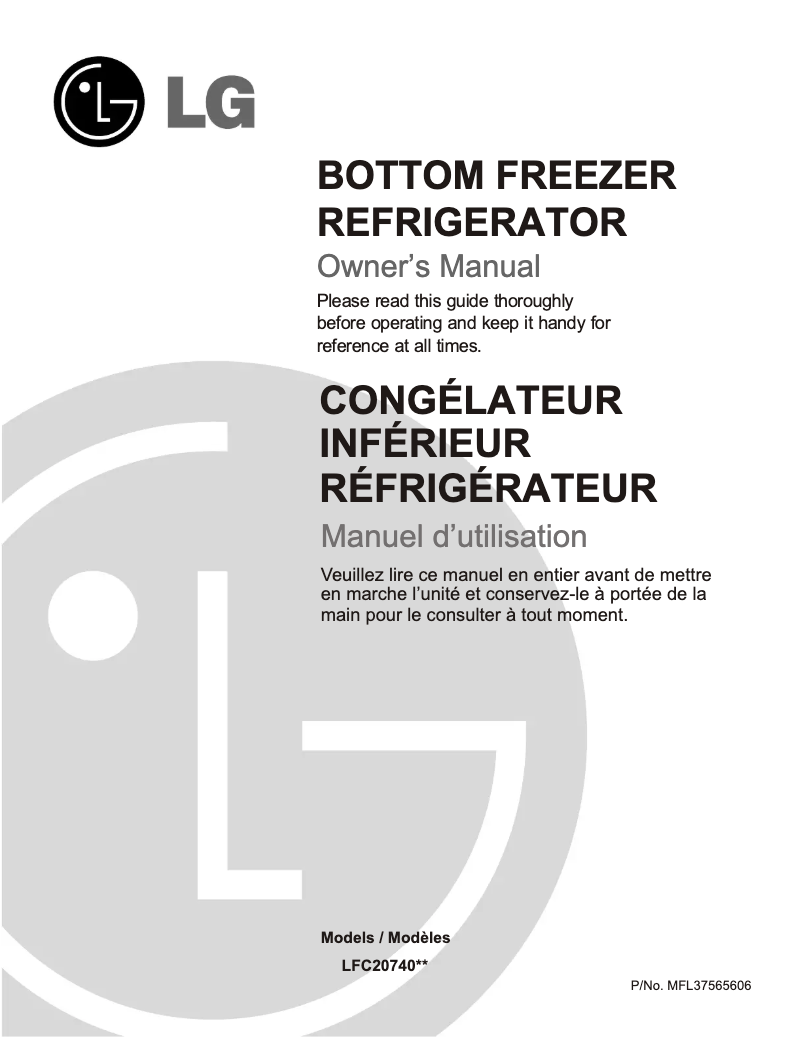 Page 1 de la notice Manuel utilisateur LG LFC20740ST