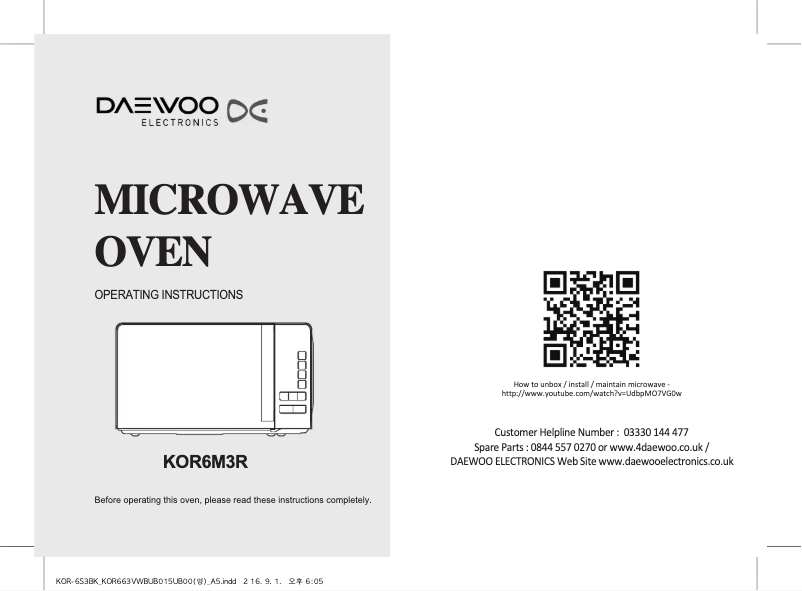 Page 1 de la notice Manuel utilisateur Daewoo KOR-6M3R