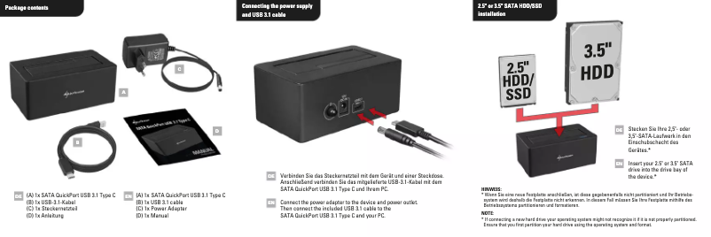 Page n°1 - Manuel utilisateur Sharkoon SATA QuickPort USB 3.1 Type C