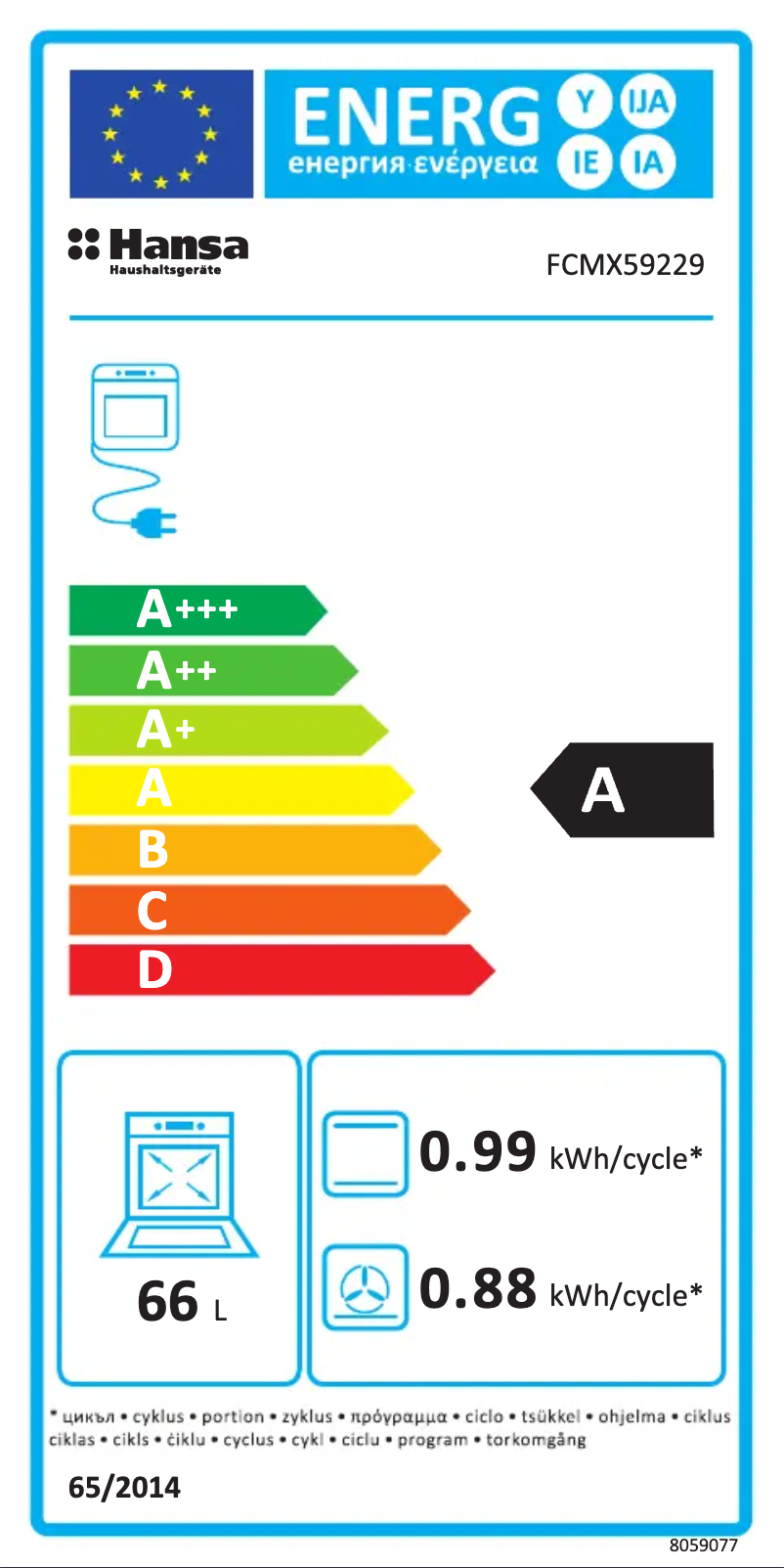 Page 1 de la notice Manuel utilisateur Hansa FCMX59229