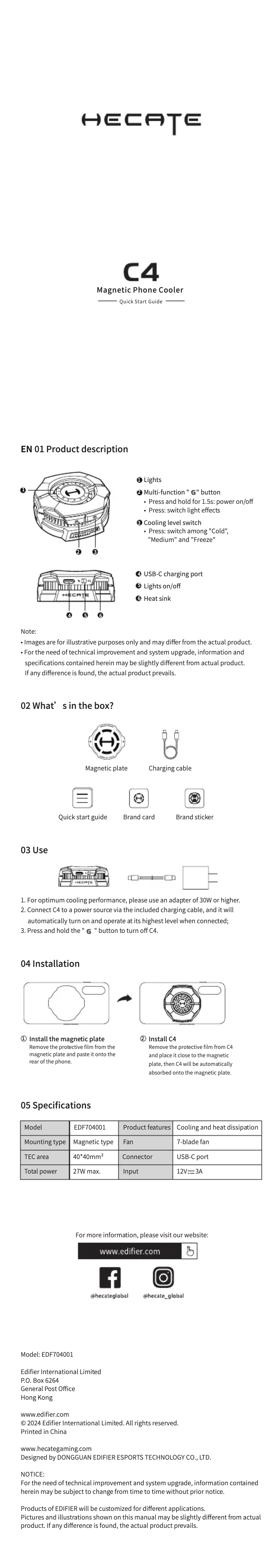 Page n°1 - Manuel utilisateur Hecate C4