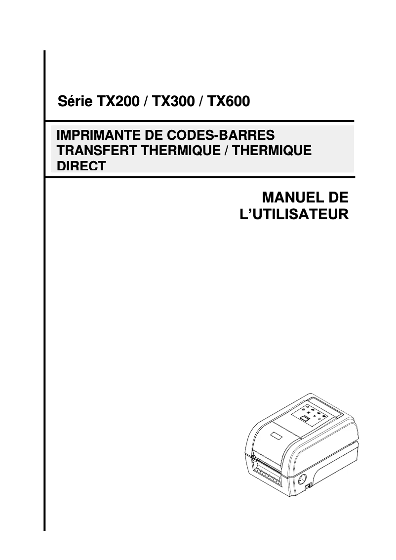 Page 1 de la notice Manuel utilisateur TSC TX200