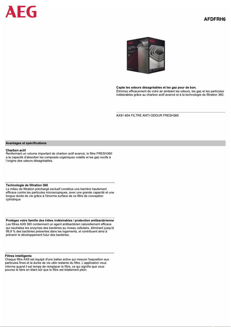 Imagen de la primera página del manual del dispositivo AFDFRH6