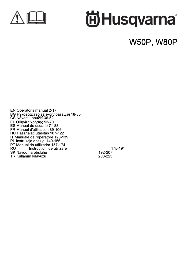 Page 1 de la notice Manuel utilisateur Husqvarna W 50P