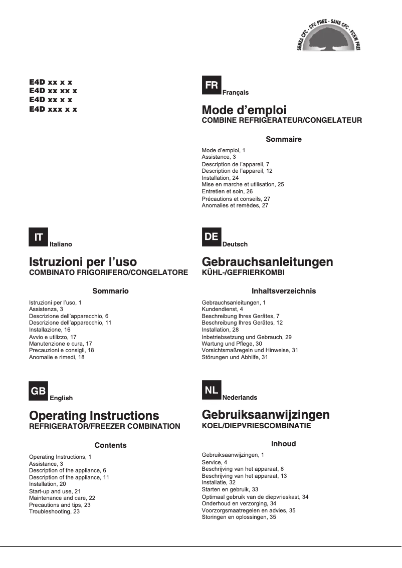 Page n°1 - Manuel utilisateur Hotpoint E4D AAA W C