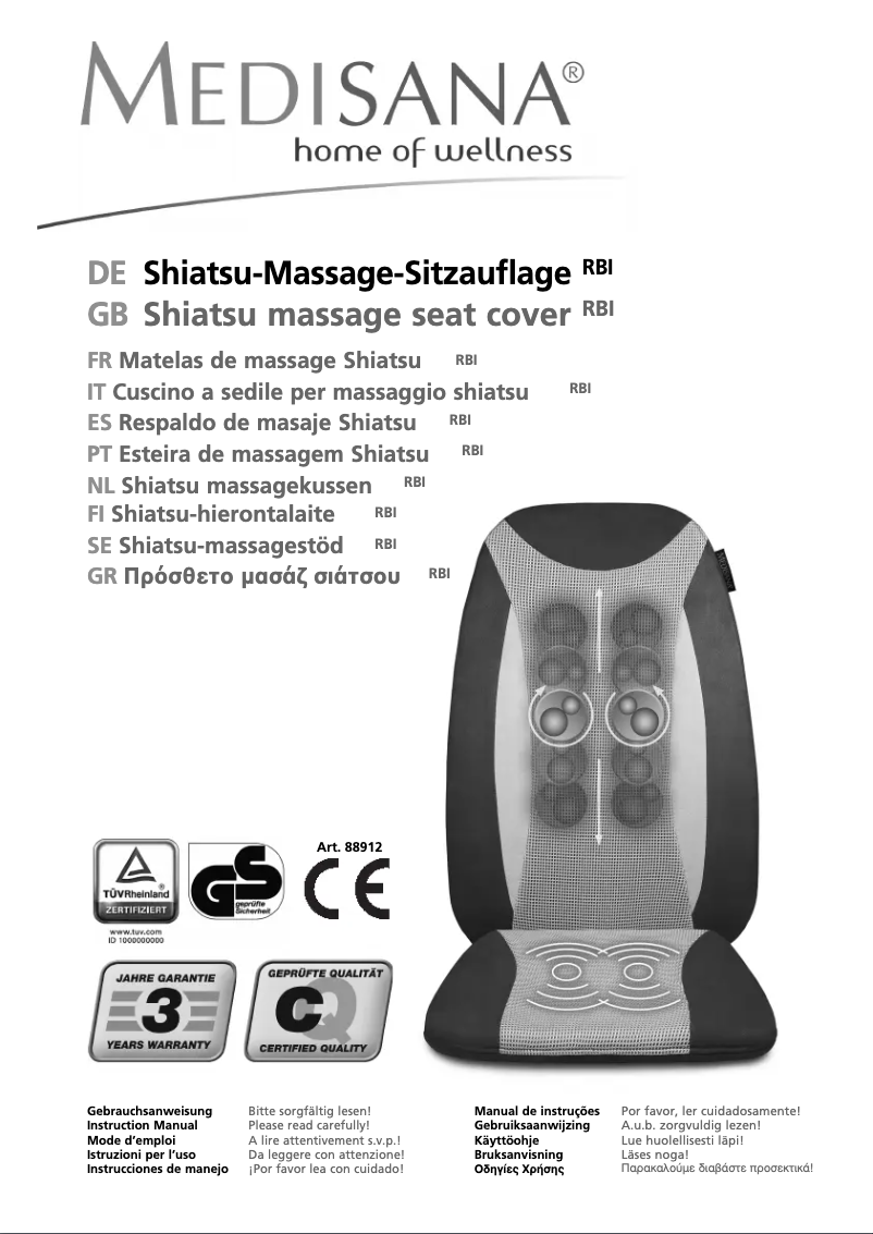 Page 1 de la notice Manuel utilisateur Medisana RBI