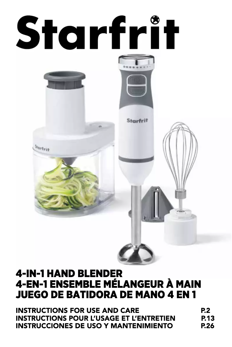Page n°1 - Manuel utilisateur Starfrit 024221-002-0000