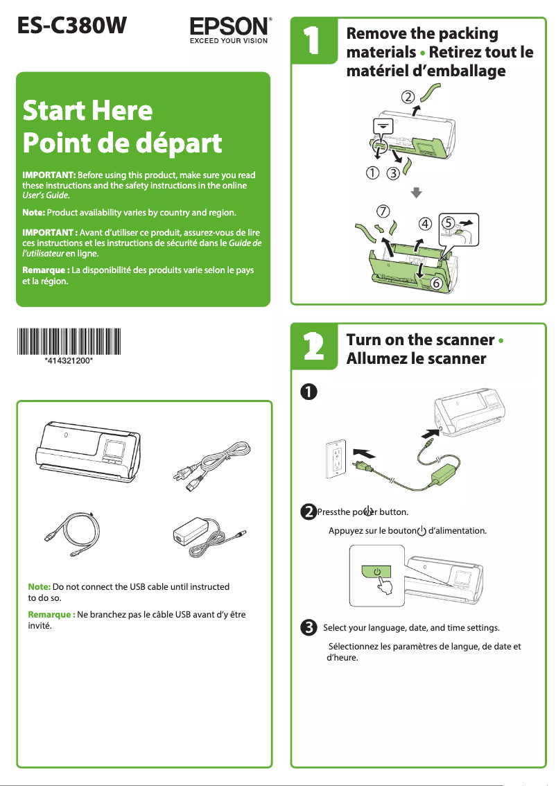 Image de la première page du manuel de l'appareil ES-C380W