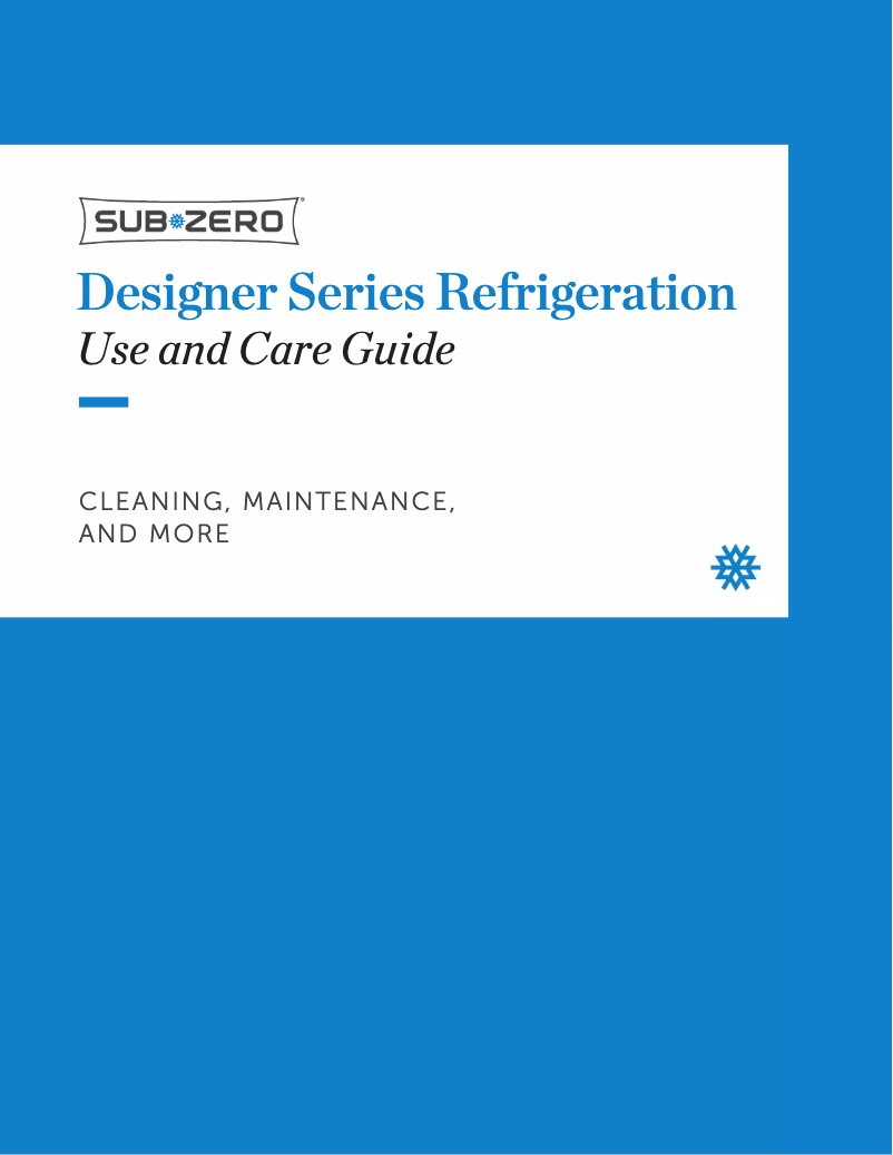 Page n°1 - Manuel d'utilisation et d'entretien Sub-Zero IT-36CI-RH