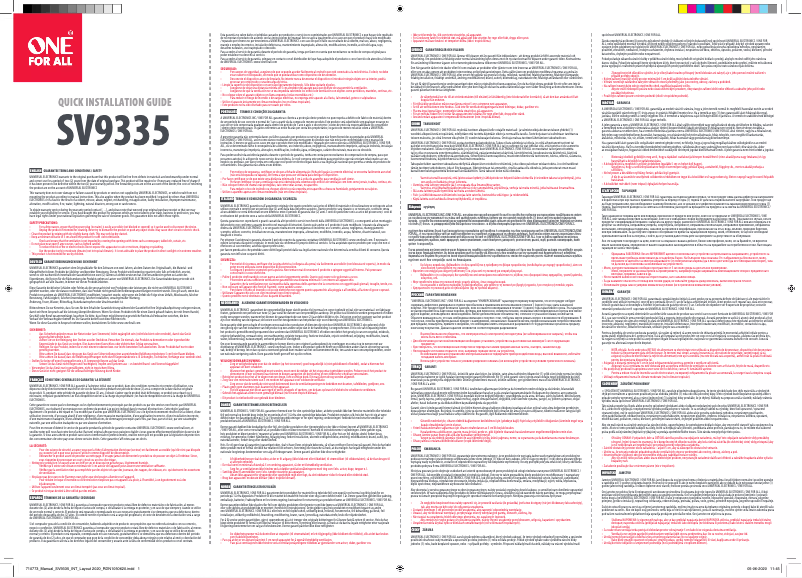 Page 1 de la notice Manuel utilisateur One for all SV 9335