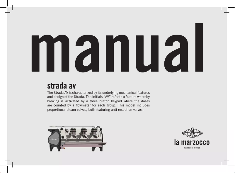 Page n°1 - Manuel utilisateur La Marzocco Strada AV