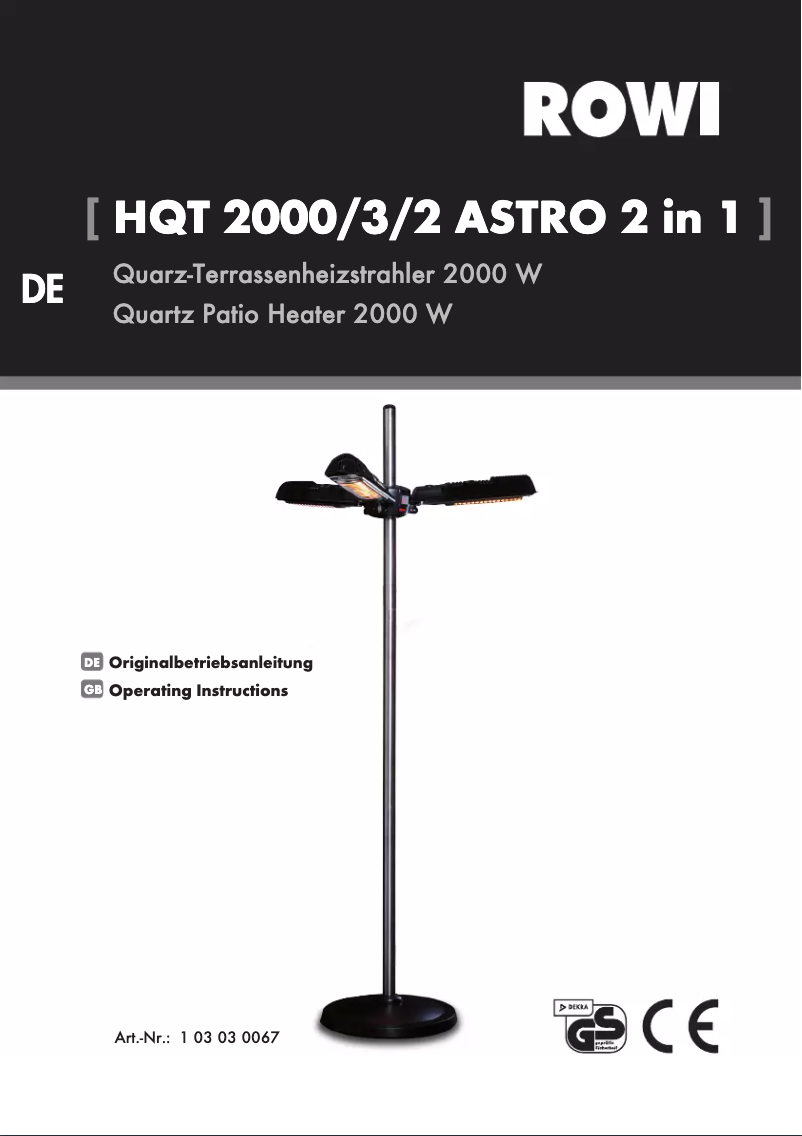 Page 1 de la notice Manuel utilisateur Rowi HQT 2000/3/2 ASTRO 2 IN 1