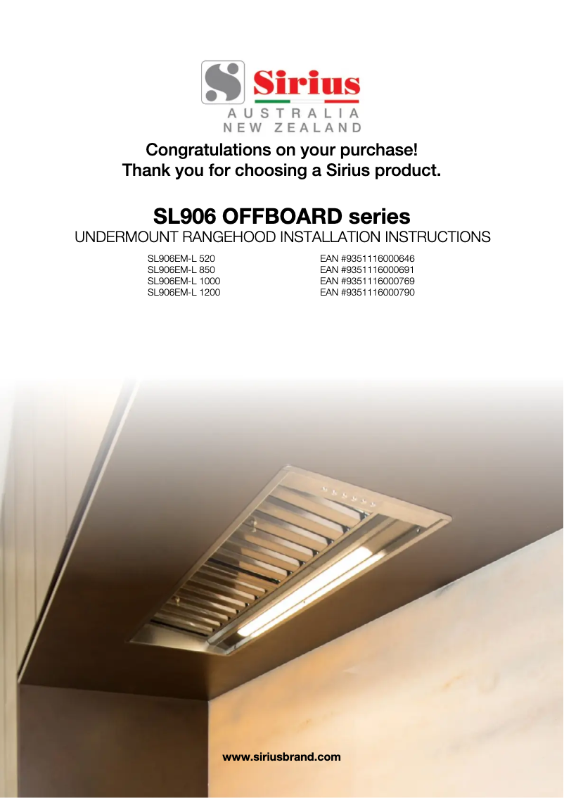 Page 1 de la notice Manuel utilisateur Sirius SL906 EM-L 1200