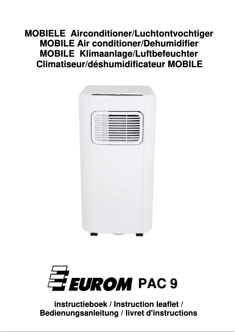 Image de la première page du manuel de l'appareil PAC 9