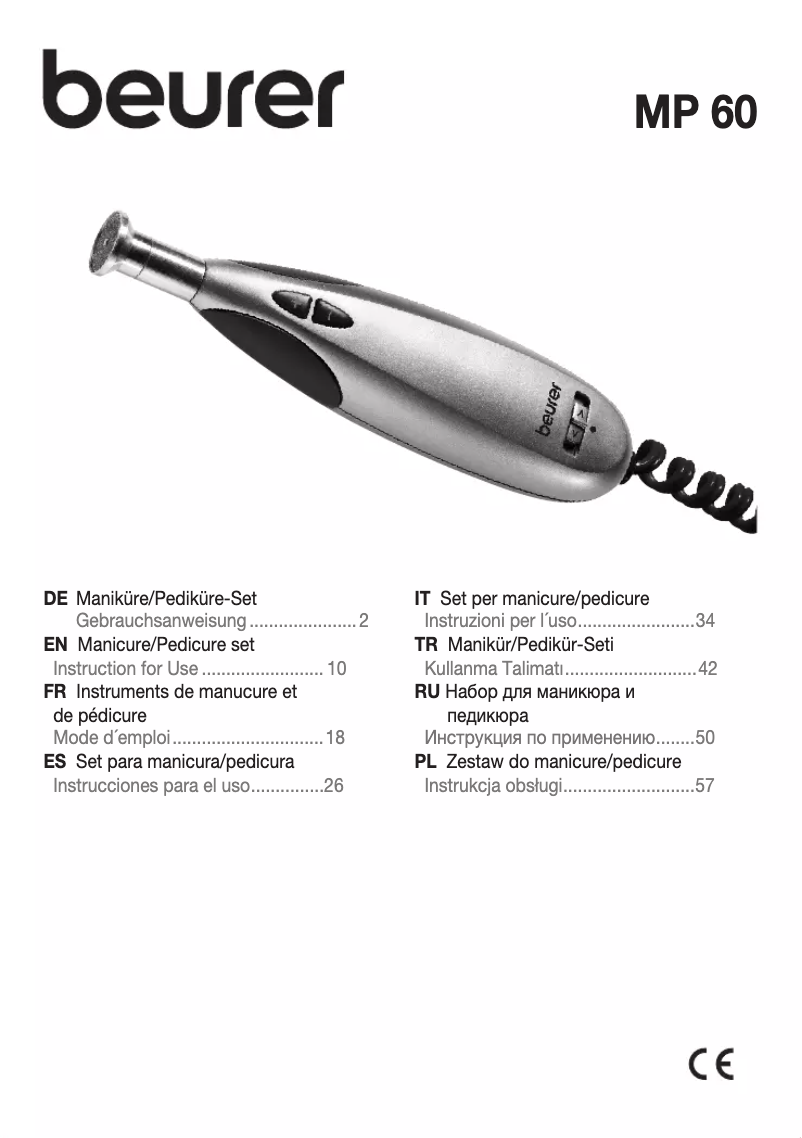 Page n°1 - Manuel utilisateur Beurer MP 60