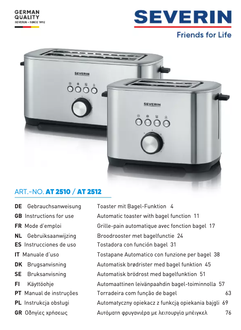 Page n°1 - Manuel utilisateur Severin AT 2512