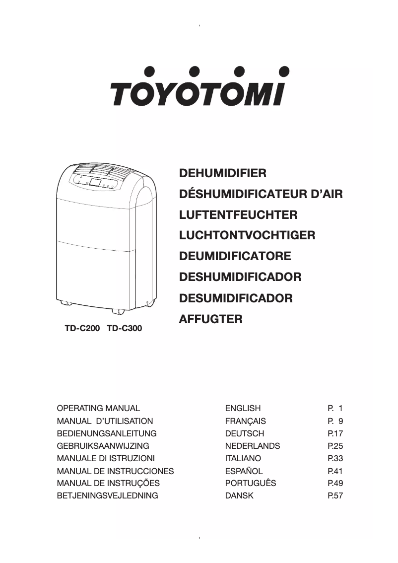 Page n°1 - Manuel utilisateur Toyotomi TD-C300