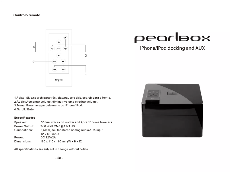Page n°1 - Manuel utilisateur Tangent Pearlbox
