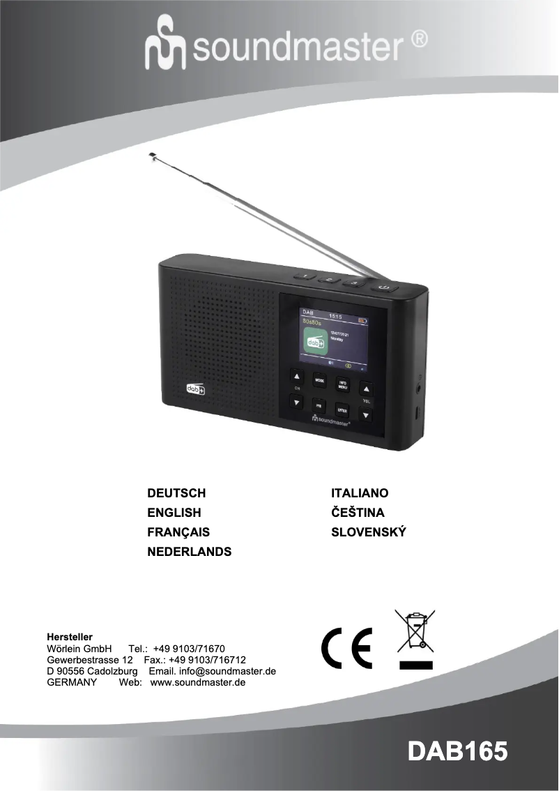 Page 1 de la notice Manuel utilisateur Soundmaster DAB165