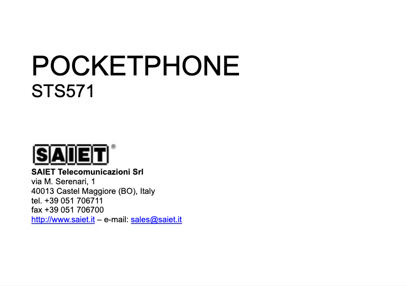 Image de la première page du manuel de l'appareil Pocketphone STS571