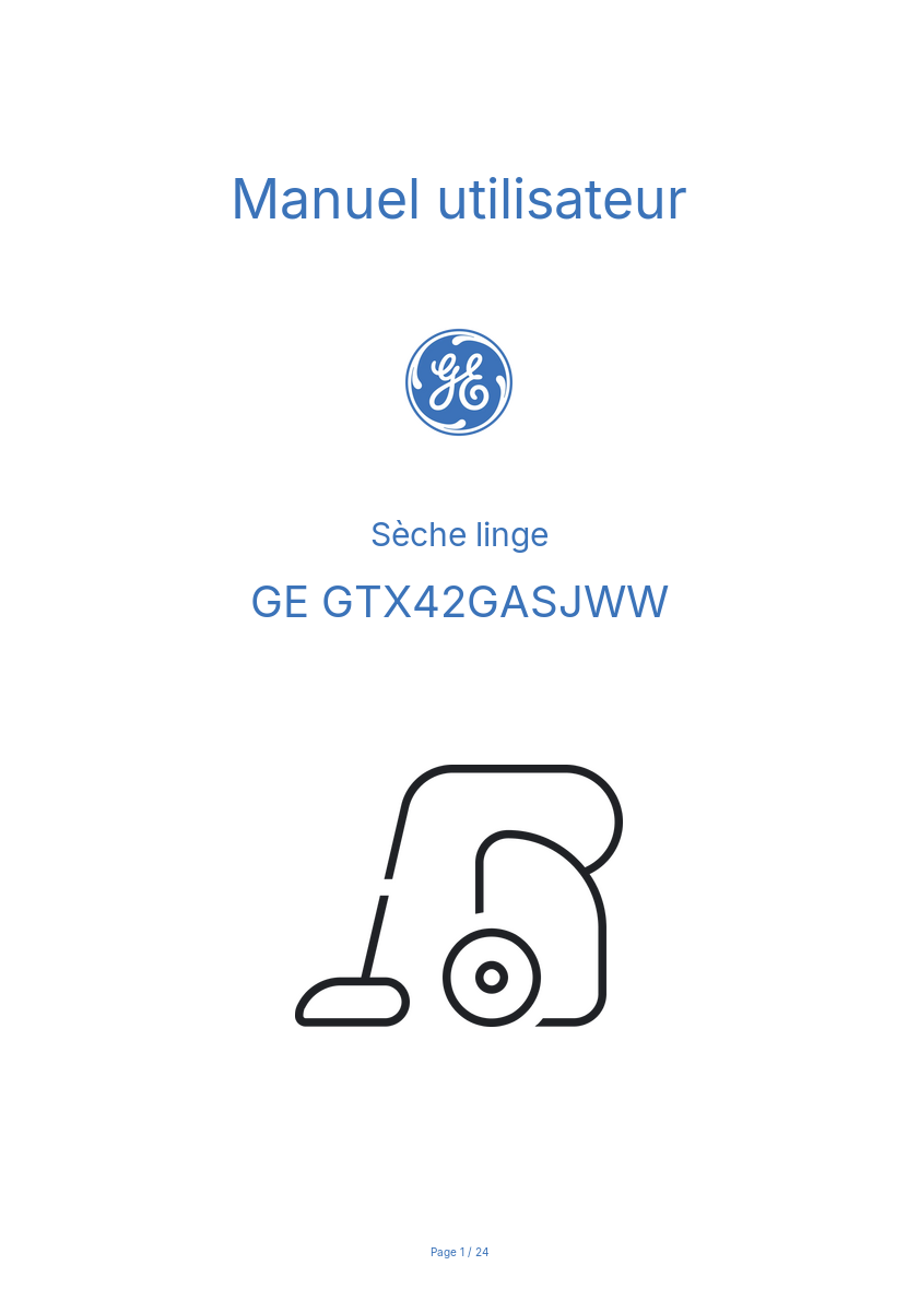 Page n°1 - Manuel utilisateur GE GTX42GASJWW