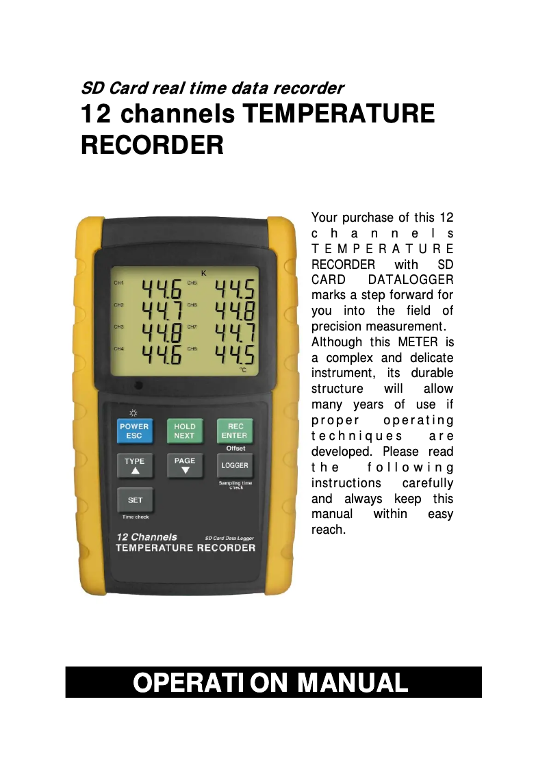 Page n°1 - Manuel utilisateur PCE Instruments PCE-T 1200