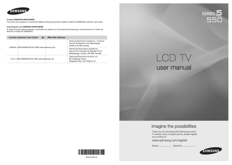 Image de la première page du manuel de l'appareil LN37C550J1F