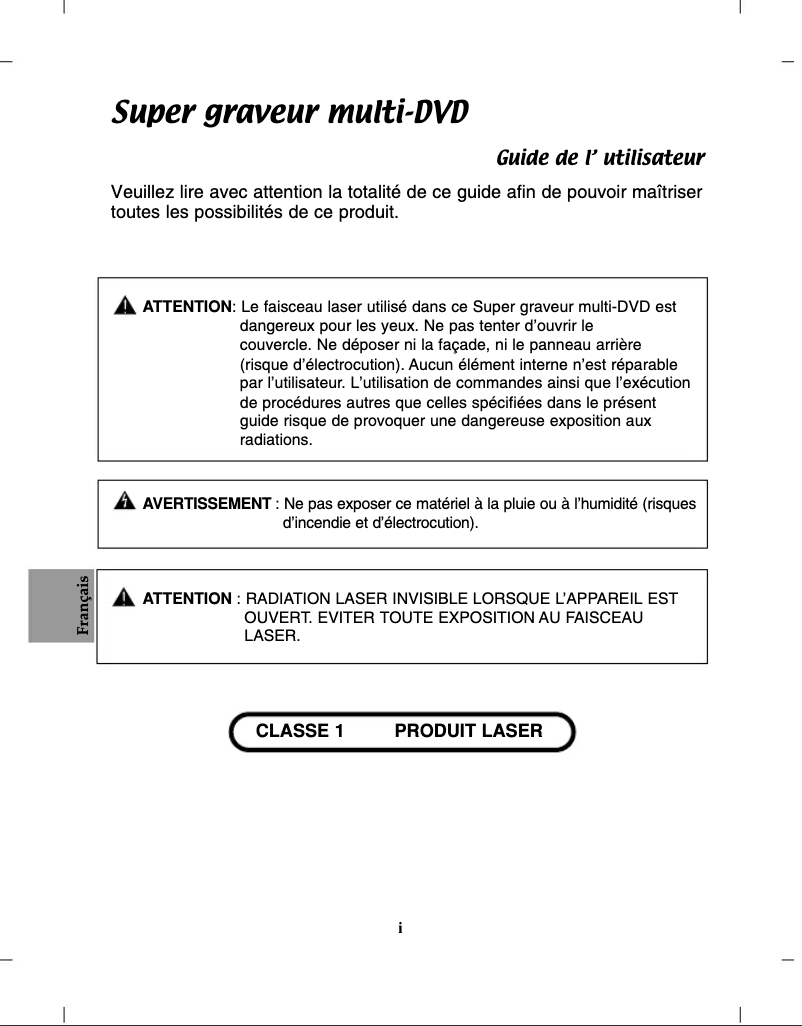 Page 1 de la notice Manuel utilisateur LG GH24LS70
