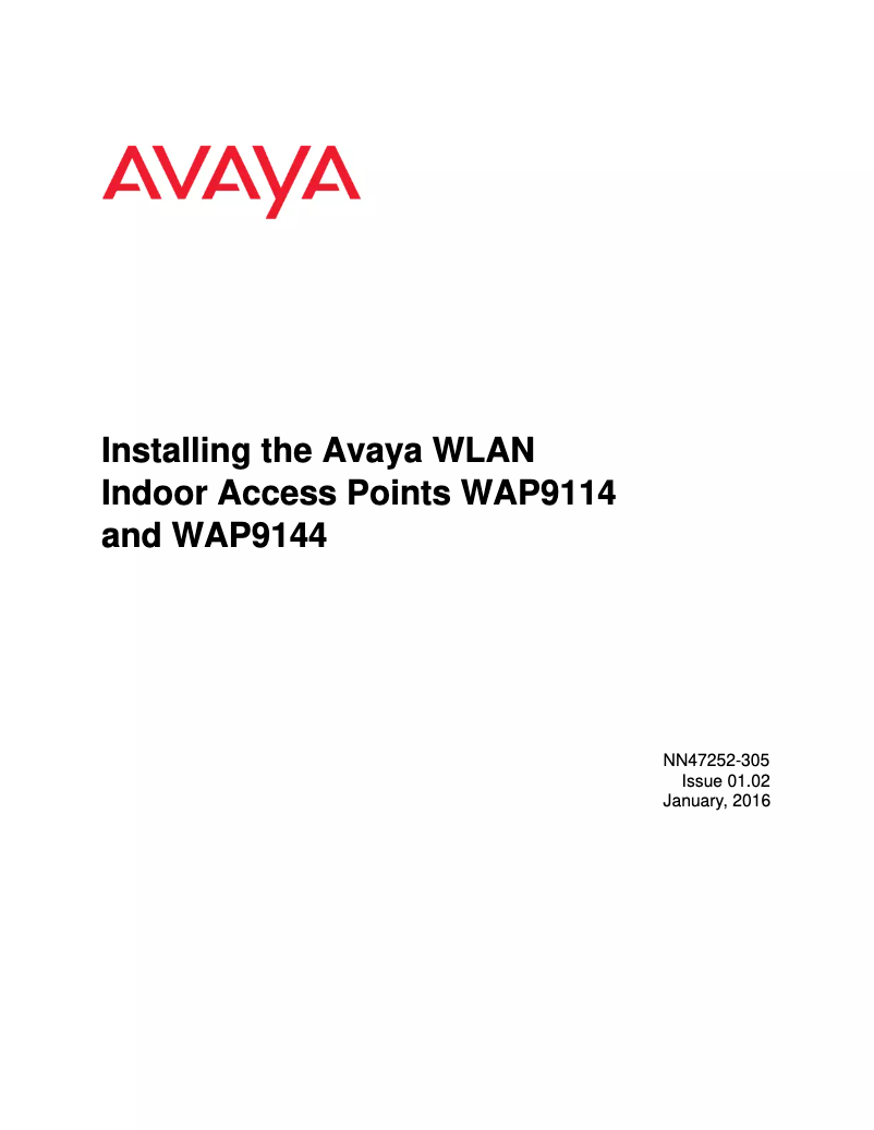 Page n°1 - Manuel utilisateur Avaya WAP9144