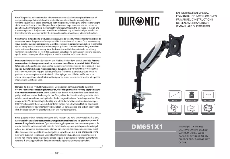 Image de la première page du manuel de l'appareil DM651X1