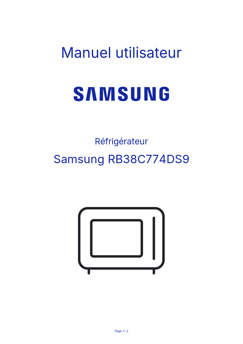 Image de la première page du manuel de l'appareil RB38C774DS9
