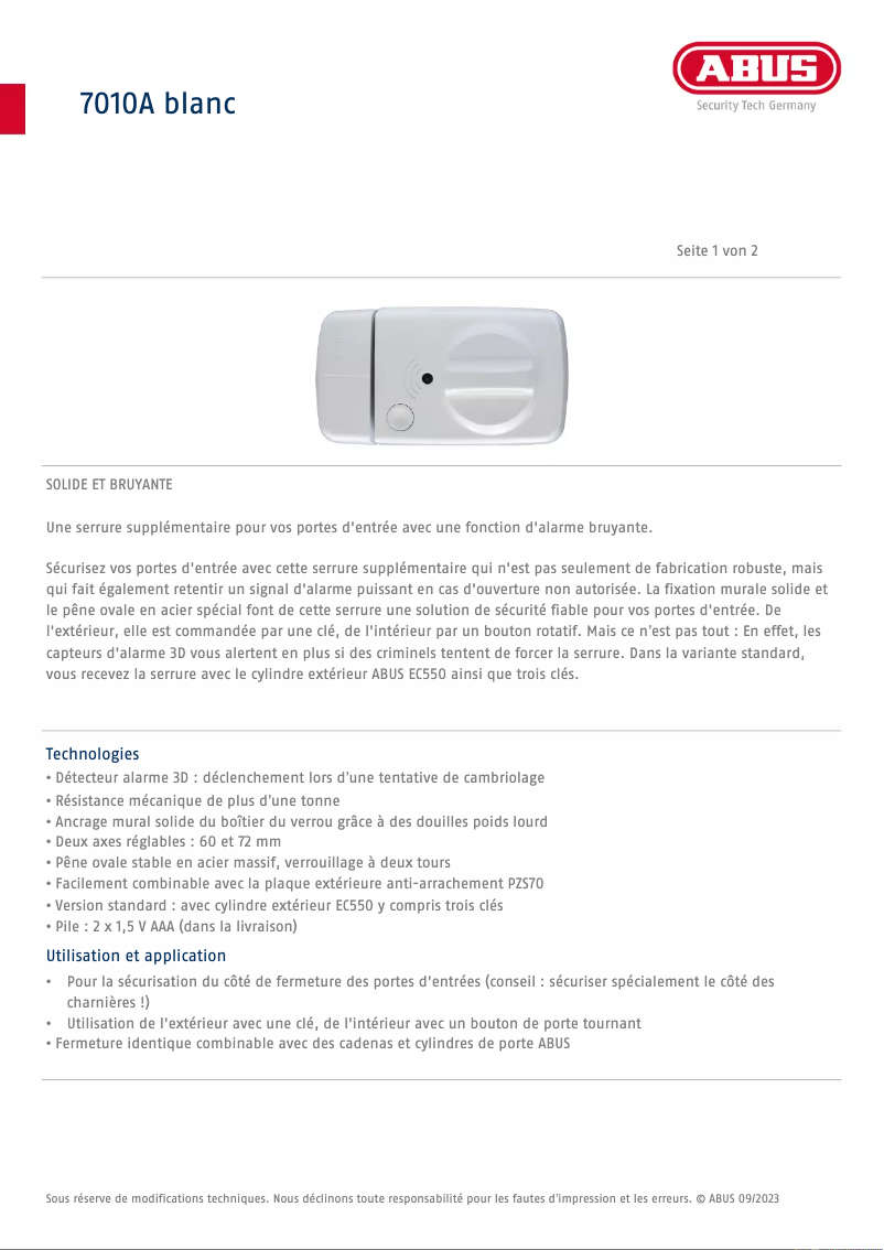 Image de la première page du manuel de l'appareil 7010A