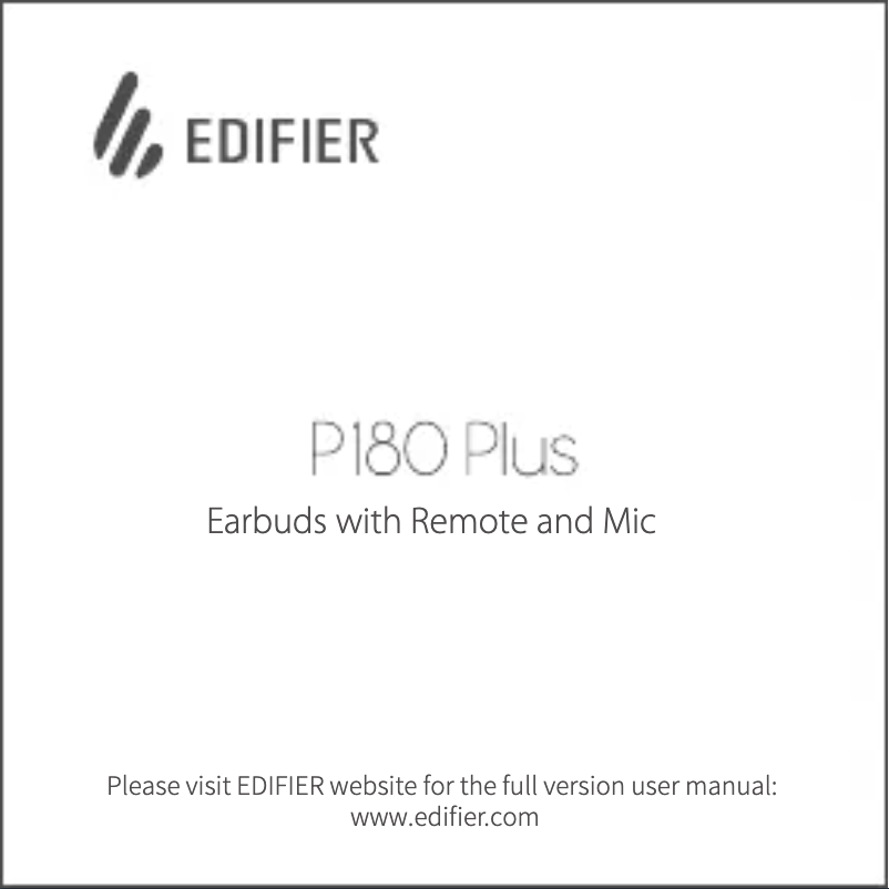 Page n°1 - Manuel utilisateur Edifier P180 USB-C