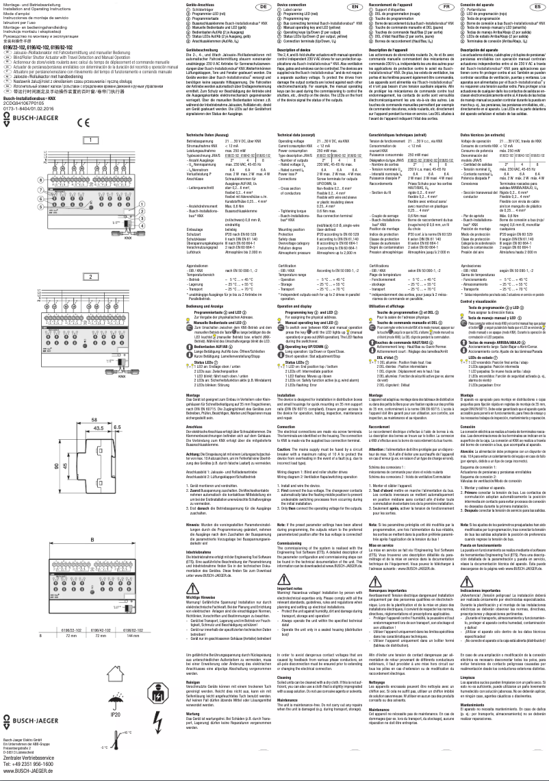 Page 1 de la notice Manuel utilisateur Busch-Jaeger 2CKA006151A0220