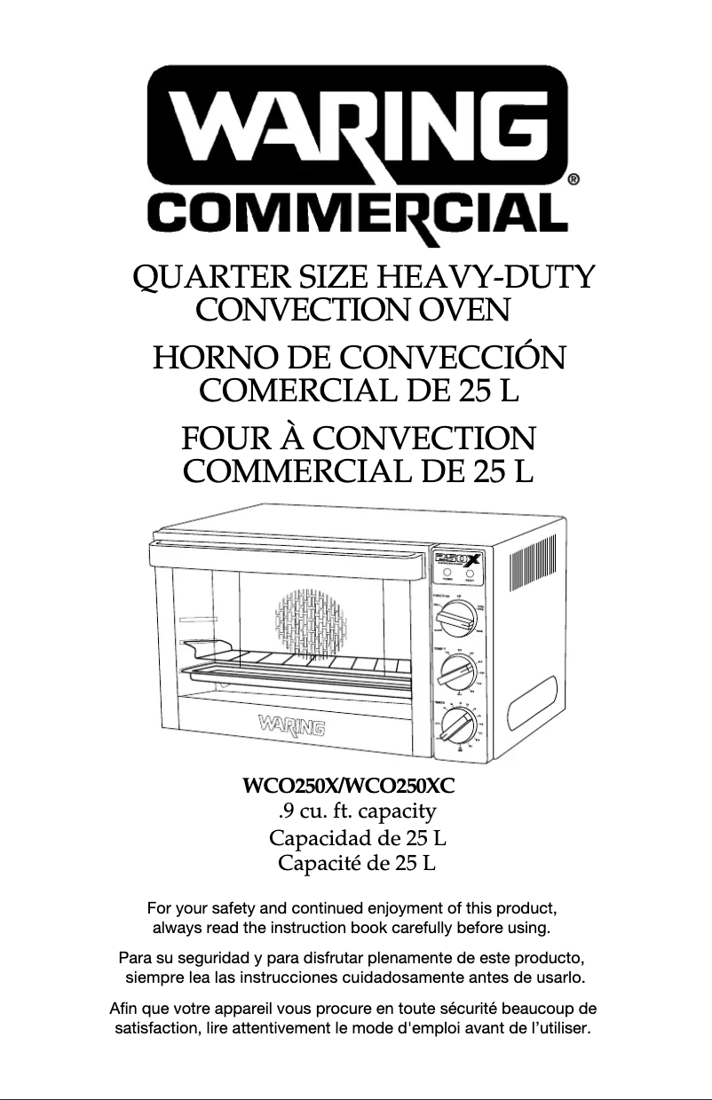 Page n°1 - Manuel utilisateur Waring Commercial WCO250X