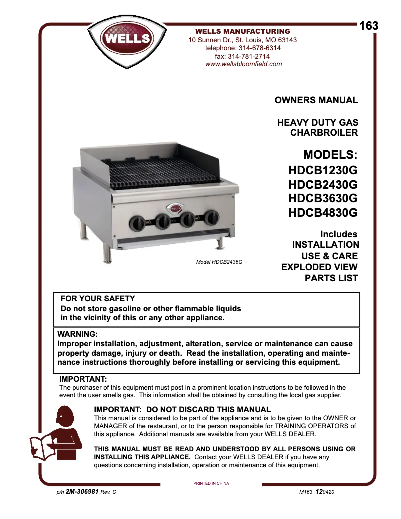 Image de la première page du manuel de l'appareil HDCB1230G