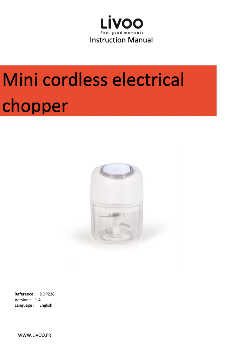 Page 1 de la notice Manuel utilisateur Livoo DOP226