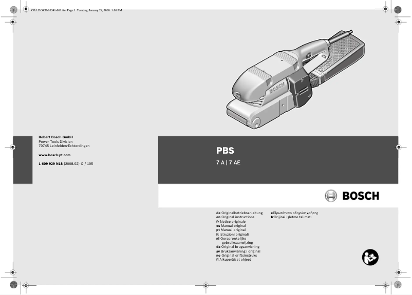 Page 1 de la notice Manuel utilisateur Bosch PBS 7 A