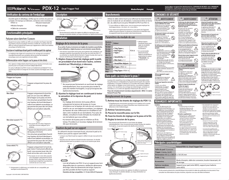 Image de la première page du manuel de l'appareil PDX-12