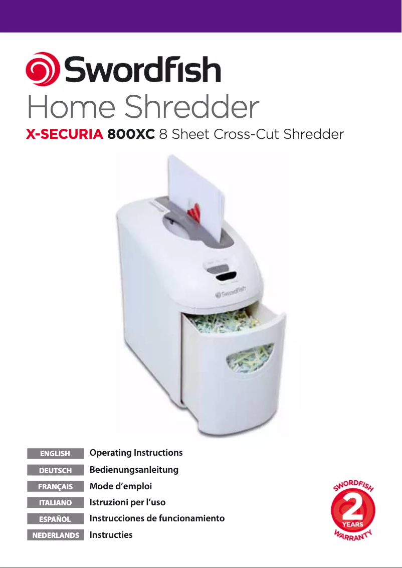 Page 1 de la notice Manuel utilisateur Swordfish X-Securia 800XC