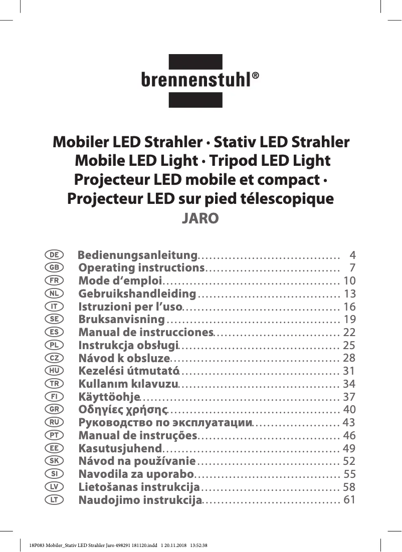 Page 1 de la notice Manuel utilisateur Brennenstuhl JARO 4000 T